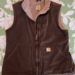 Carhartt duck canvas dark brown Sherpa-Lined Vest